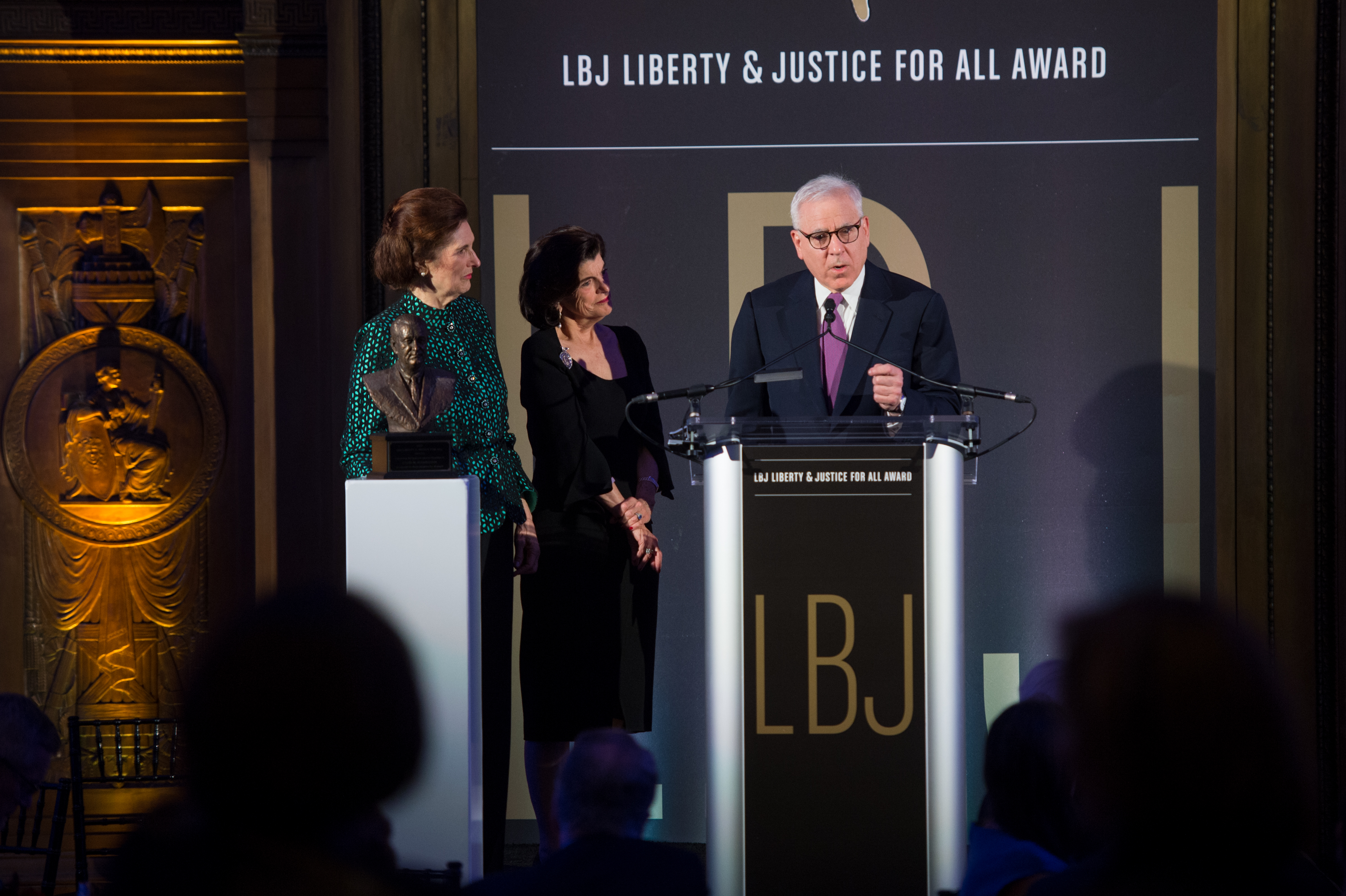 David Rubenstein accepts the LBJ Liberty & Justice For All Award